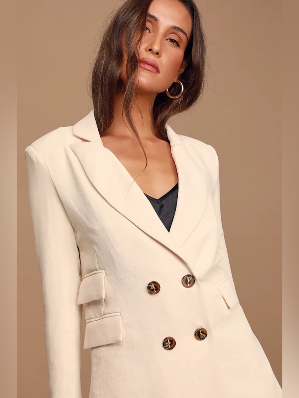 ASTR Double-Breasted Cream Women’s Blazer Jacket